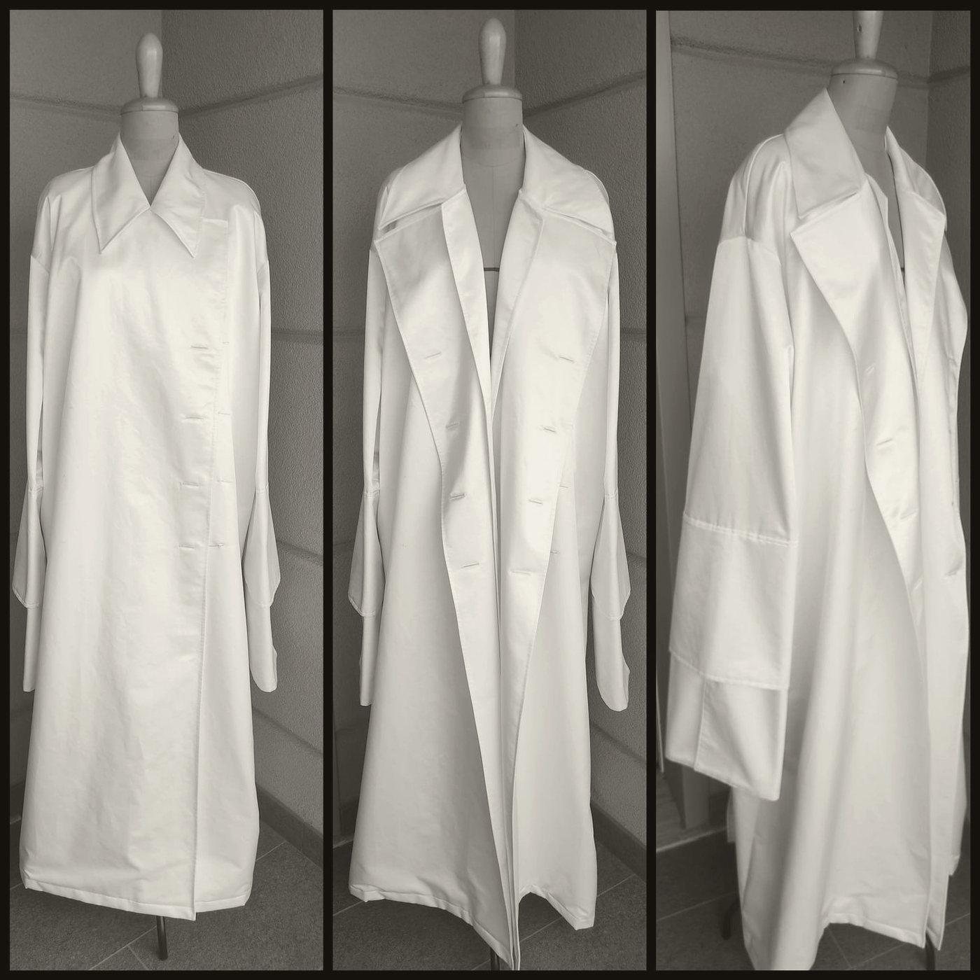 A coat toile, three views