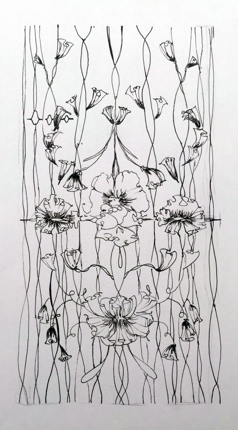A hand-drawn embroidery motif