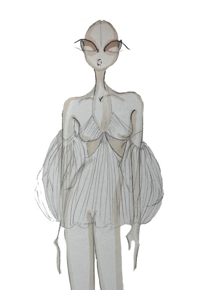 Design illustration — a sheer draped look