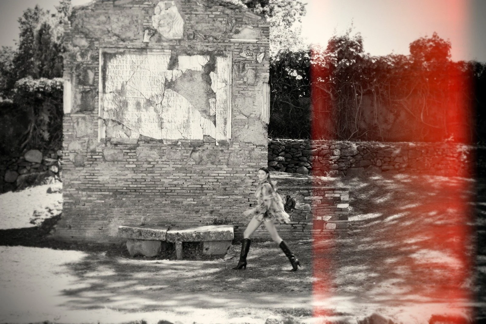 Giardina Atelier photography — a look walking past Roman ruins outside the city