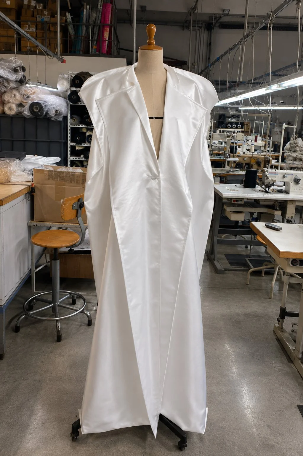 The production room of the atelier, small-batch production made in Italy